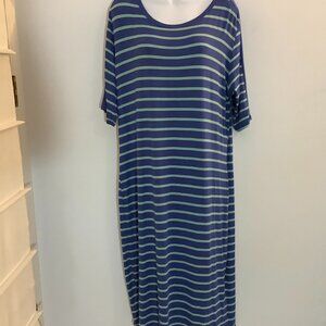 LuLaRoe Tee Shirt Dress 3XL. Blue Stripe  NWOT